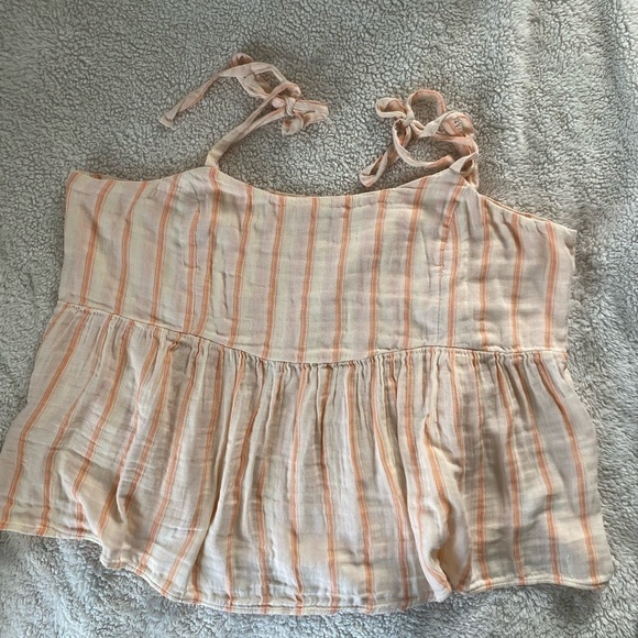 NWT- Tie-Shoulder Striped Smocked Babydoll Cami Swing Blouse, Size: XXL - Picture 5 of 8